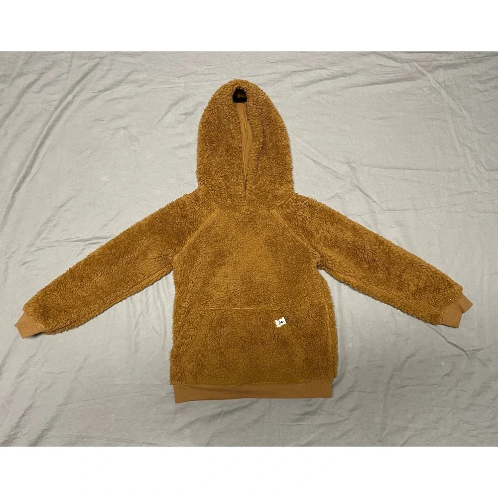 Carters Kids Sherpa Fleece Hoodie Brown Pullover Mountain Patch GCL127381 Size 8